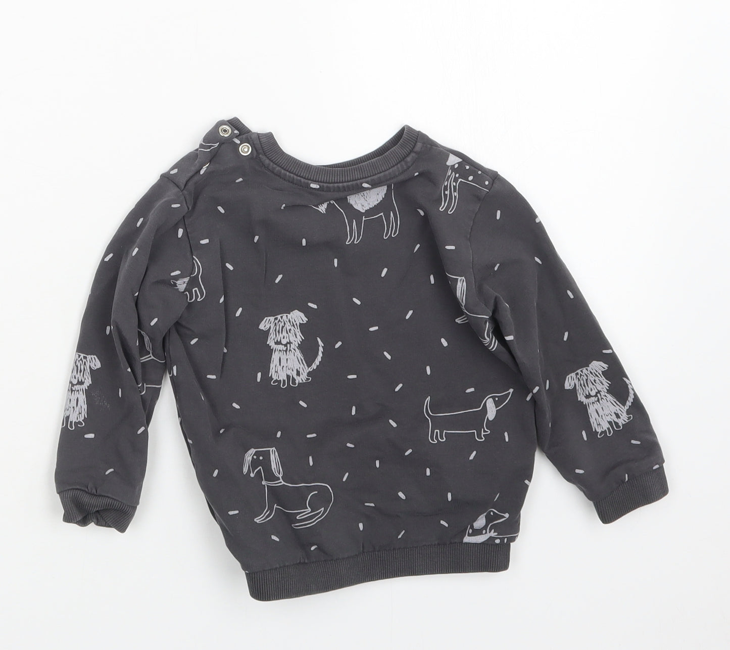 Marks and Spencer Girls Grey Geometric  Pullover Jumper Size 18-24 Months