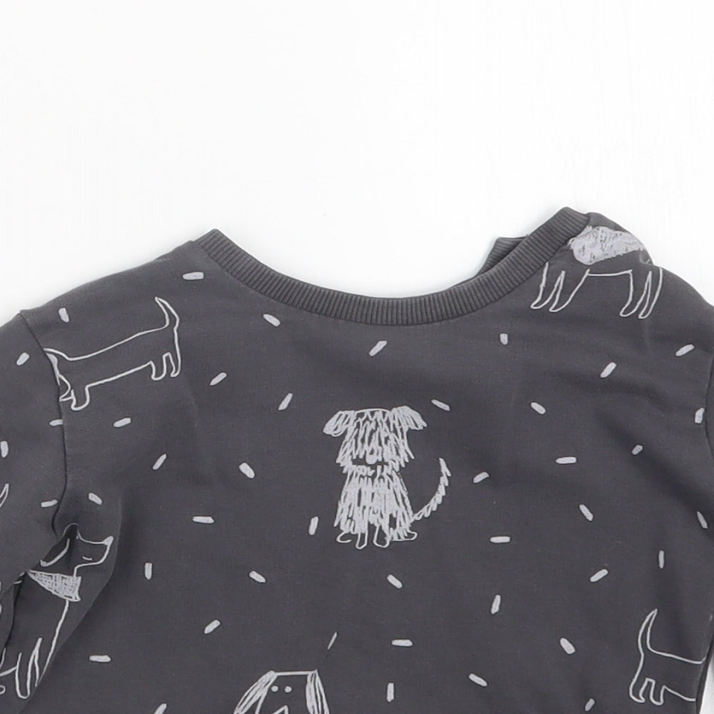 Marks and Spencer Girls Grey Geometric  Pullover Jumper Size 18-24 Months