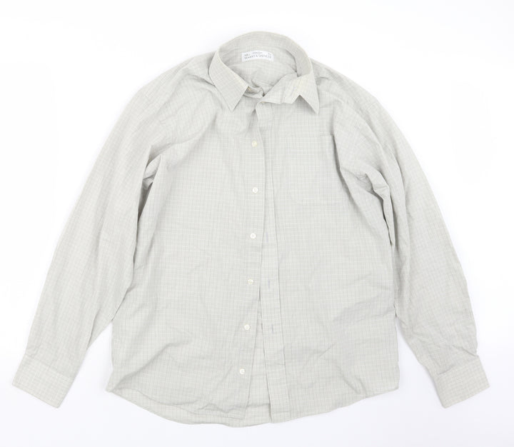 Marks and Spencer Mens Grey Check   Button-Up Size 15