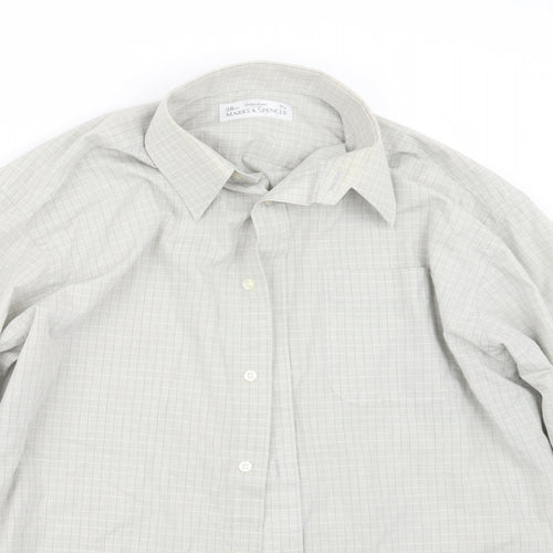 Marks and Spencer Mens Grey Check   Button-Up Size 15