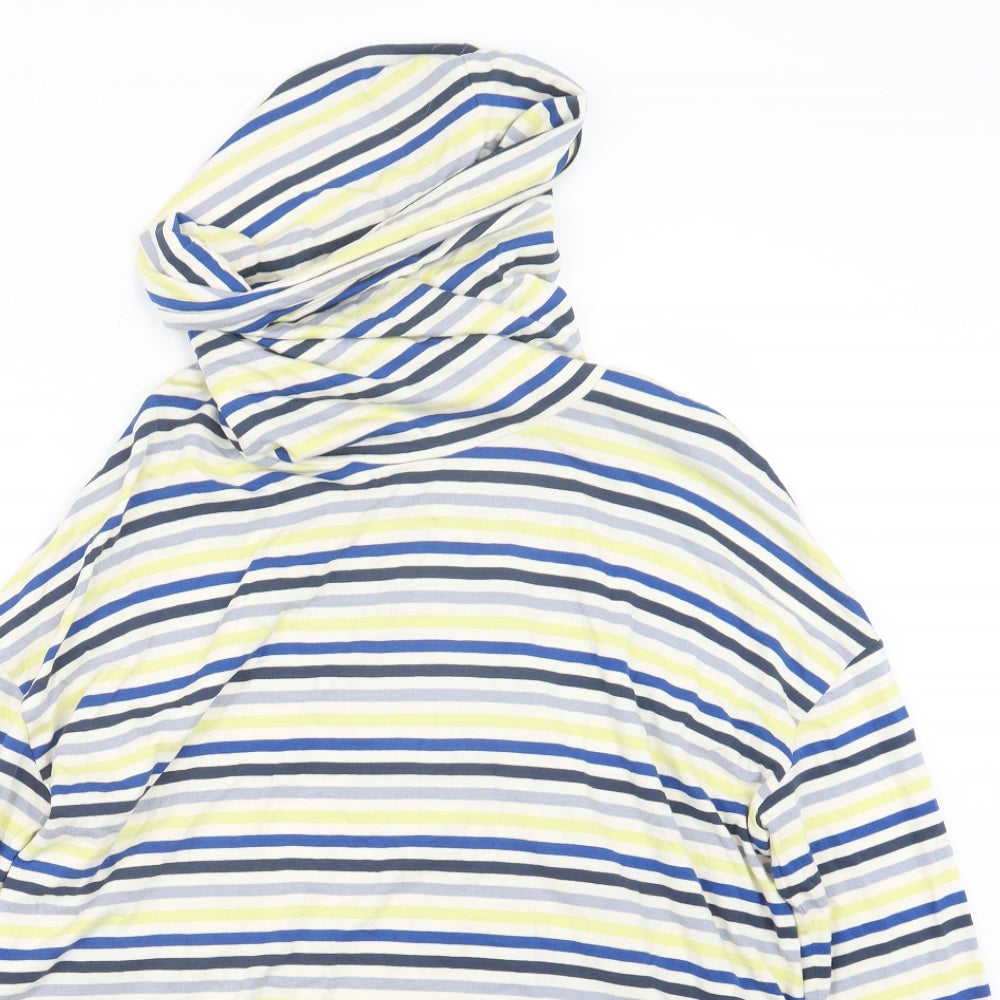 EAST Womens Blue Striped  Basic T-Shirt Size S