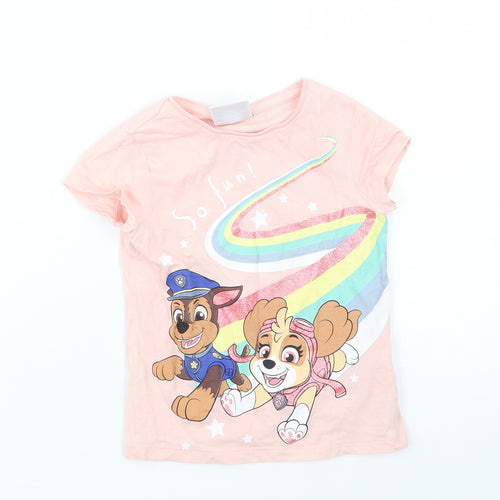 Tesco Girls Pink   Basic T-Shirt Size 3-4 Years  - Paw Patrol