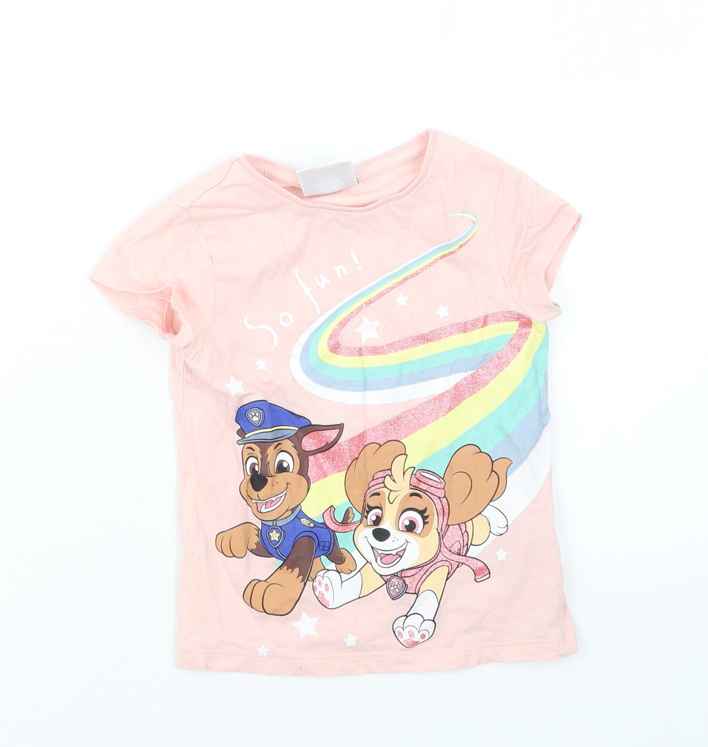 Tesco Girls Pink   Basic T-Shirt Size 3-4 Years  - Paw Patrol