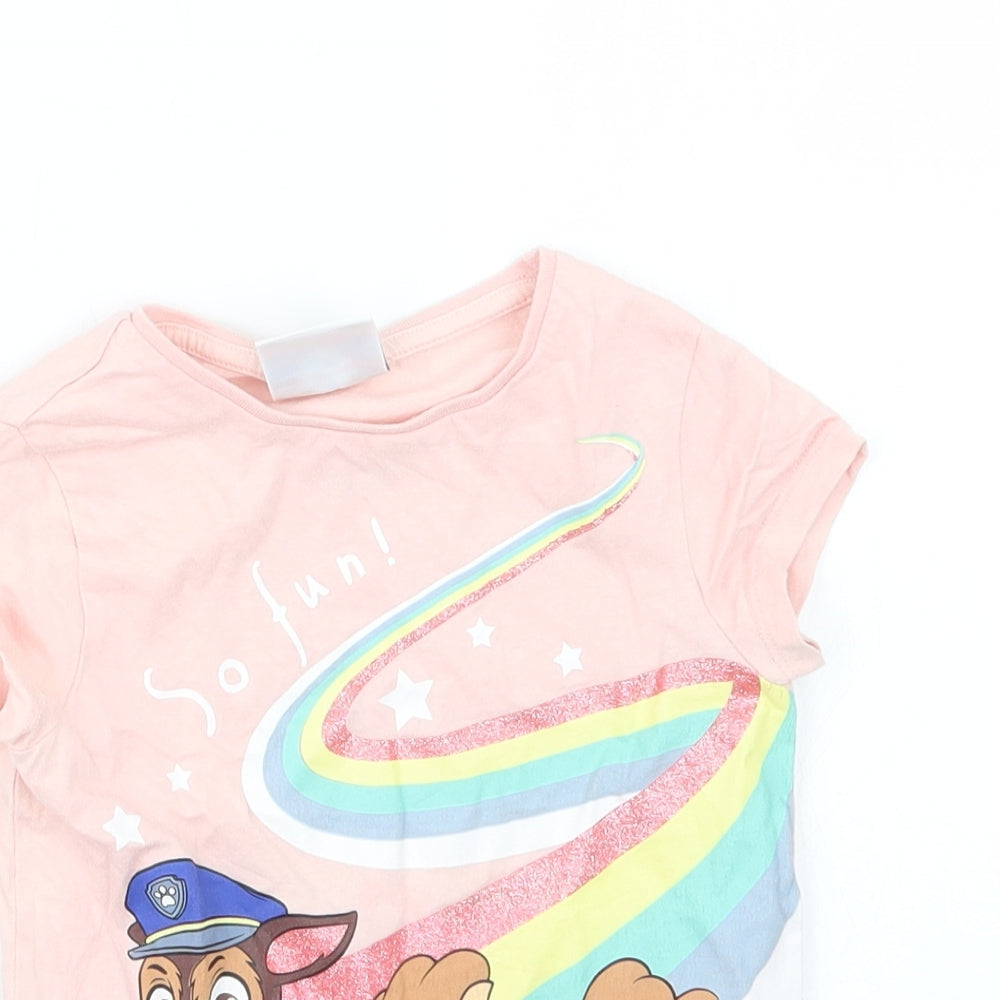 Tesco Girls Pink   Basic T-Shirt Size 3-4 Years  - Paw Patrol