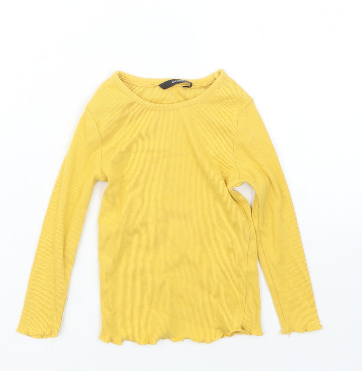 George Girls Yellow Basic T-Shirt Size 2-3 Years