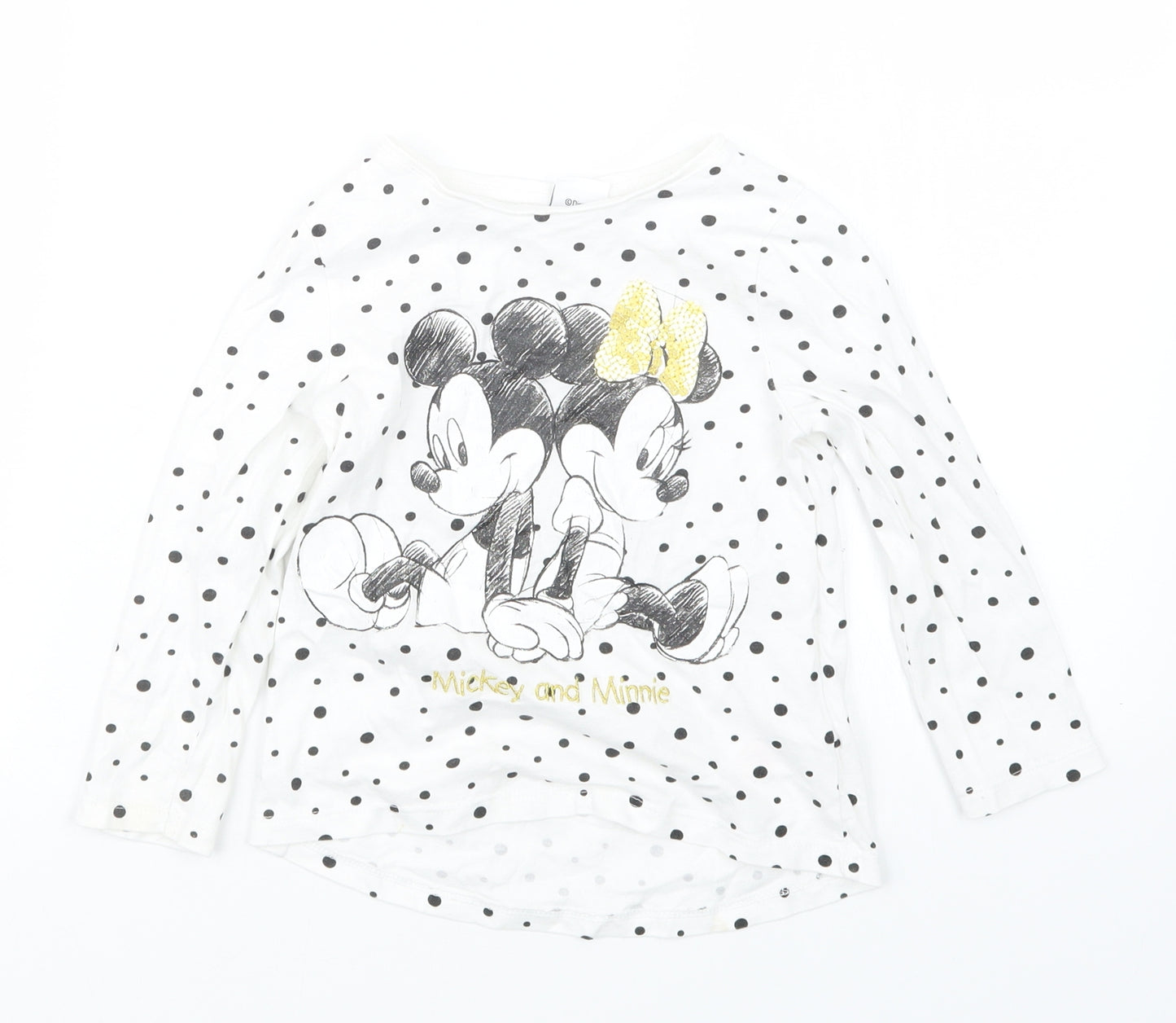 Tesco Girls Gold   Basic T-Shirt Size 3-4 Years  - Mickey and Minnie Mouse