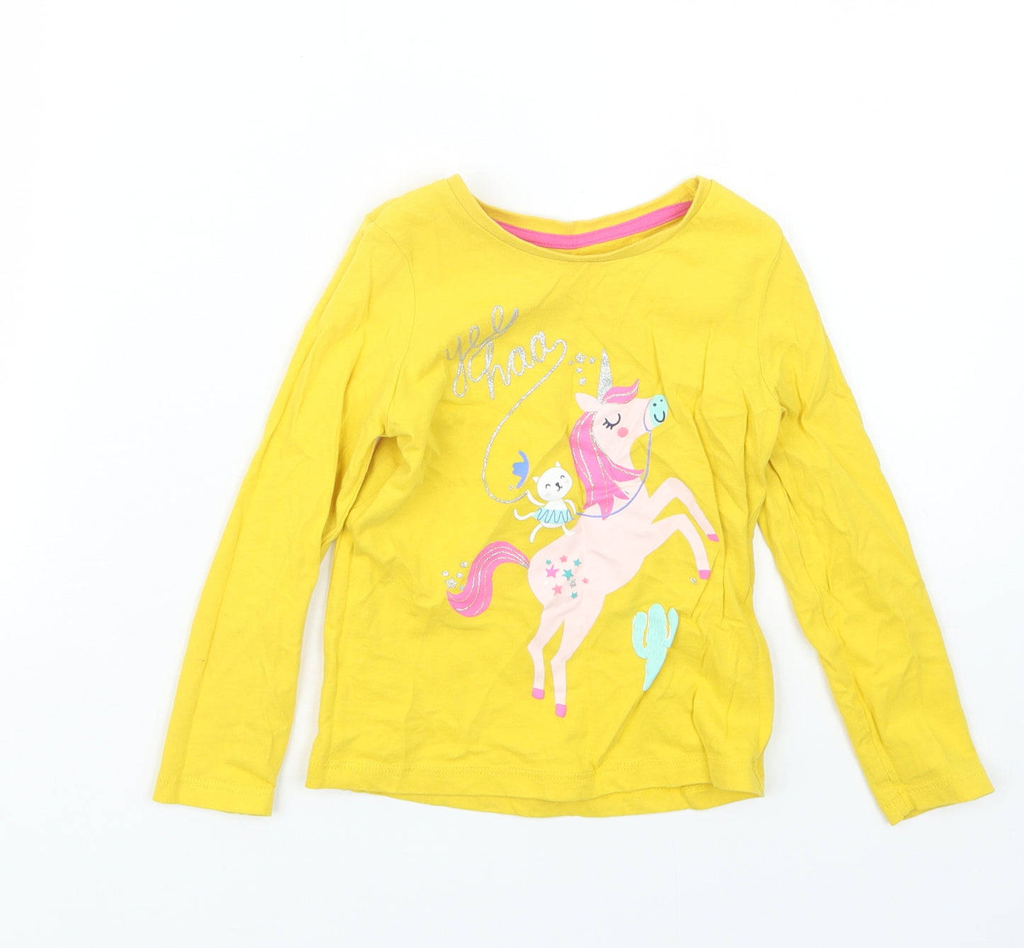 Marks and Spencer Girls Yellow   Basic T-Shirt Size 3-4 Years