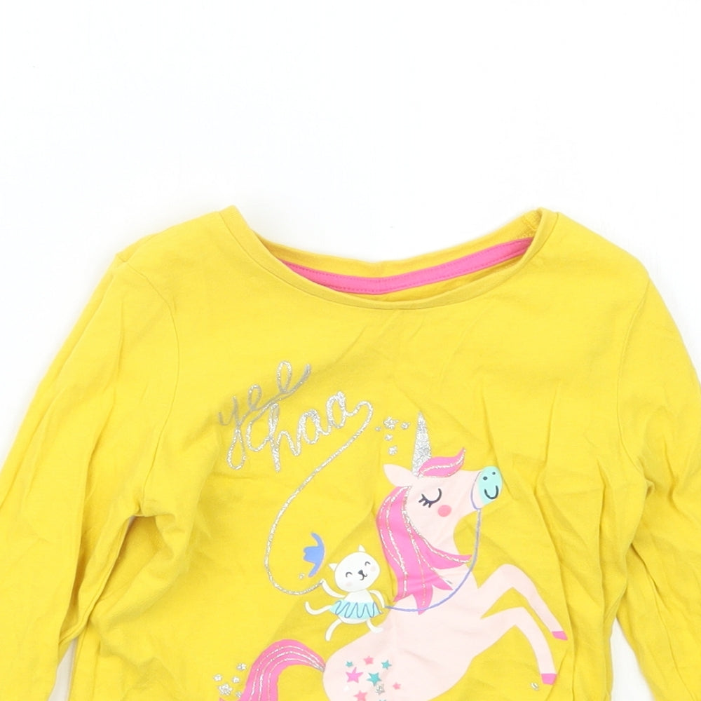 Marks and Spencer Girls Yellow   Basic T-Shirt Size 3-4 Years