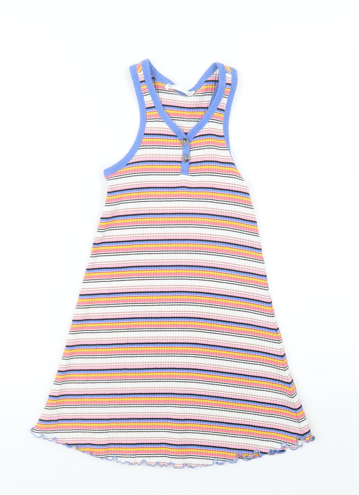 Marks and Spencer Girls Pink Striped  T-Shirt Dress  Size 6-7 Years