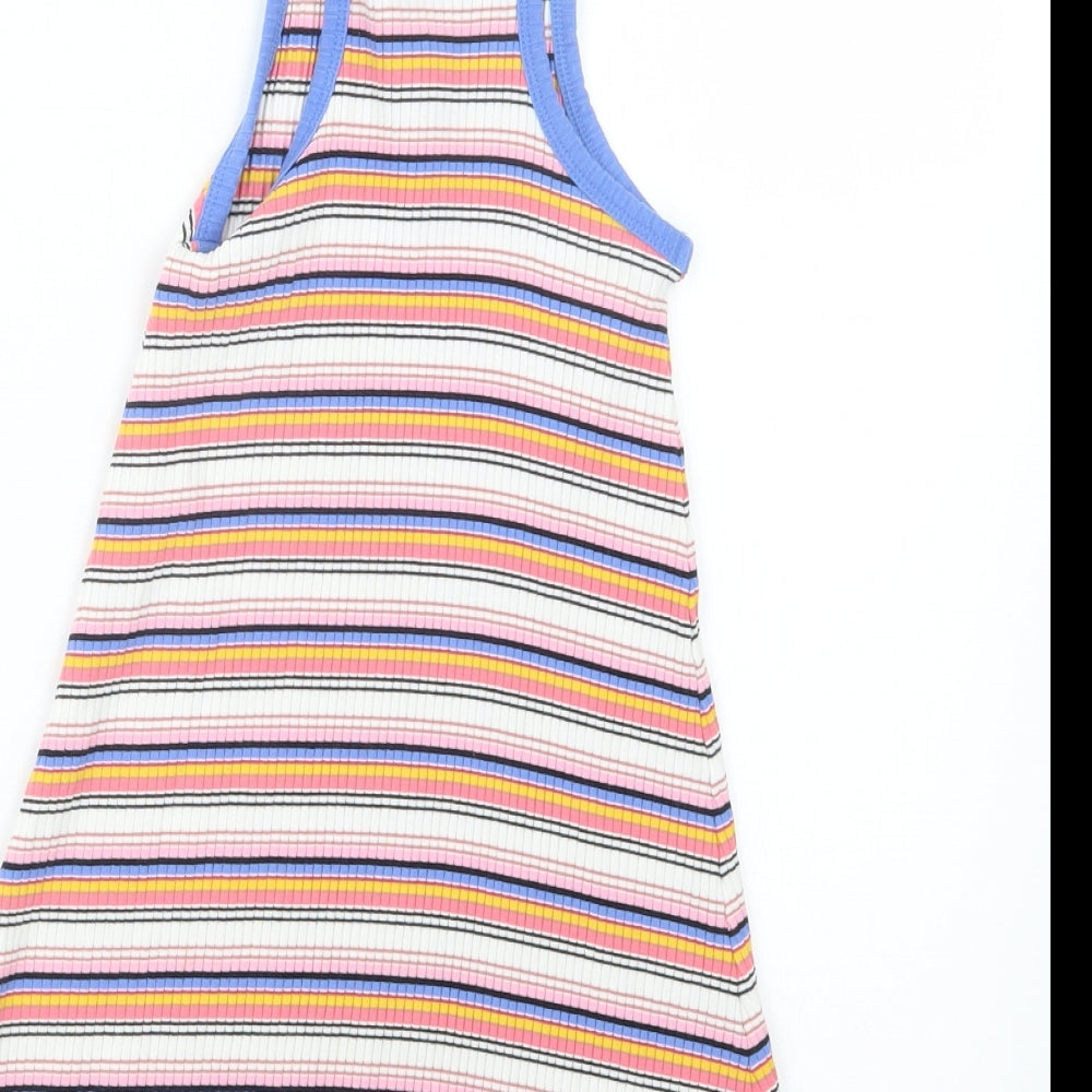 Marks and Spencer Girls Pink Striped  T-Shirt Dress  Size 6-7 Years