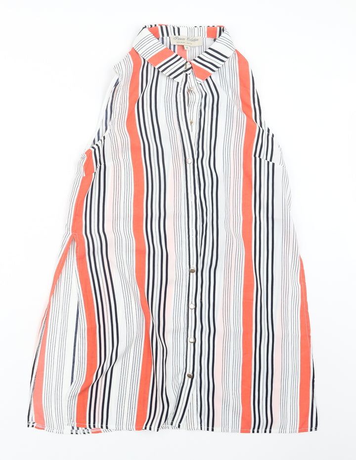 Parisian Womens Pink Striped  Basic Button-Up Size 10
