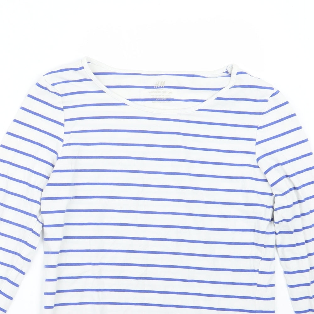H&M Girls Blue Striped  Basic T-Shirt Size 13-14 Years