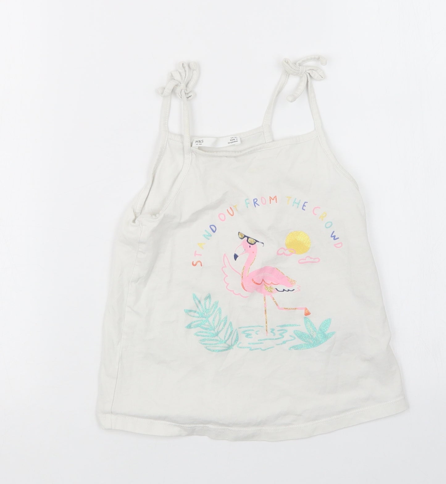 Marks and Spencer Girls White   Basic Tank Size 5-6 Years