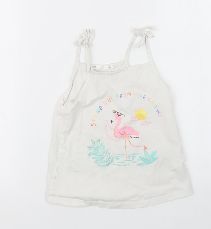 Marks and Spencer Girls White   Basic Tank Size 5-6 Years