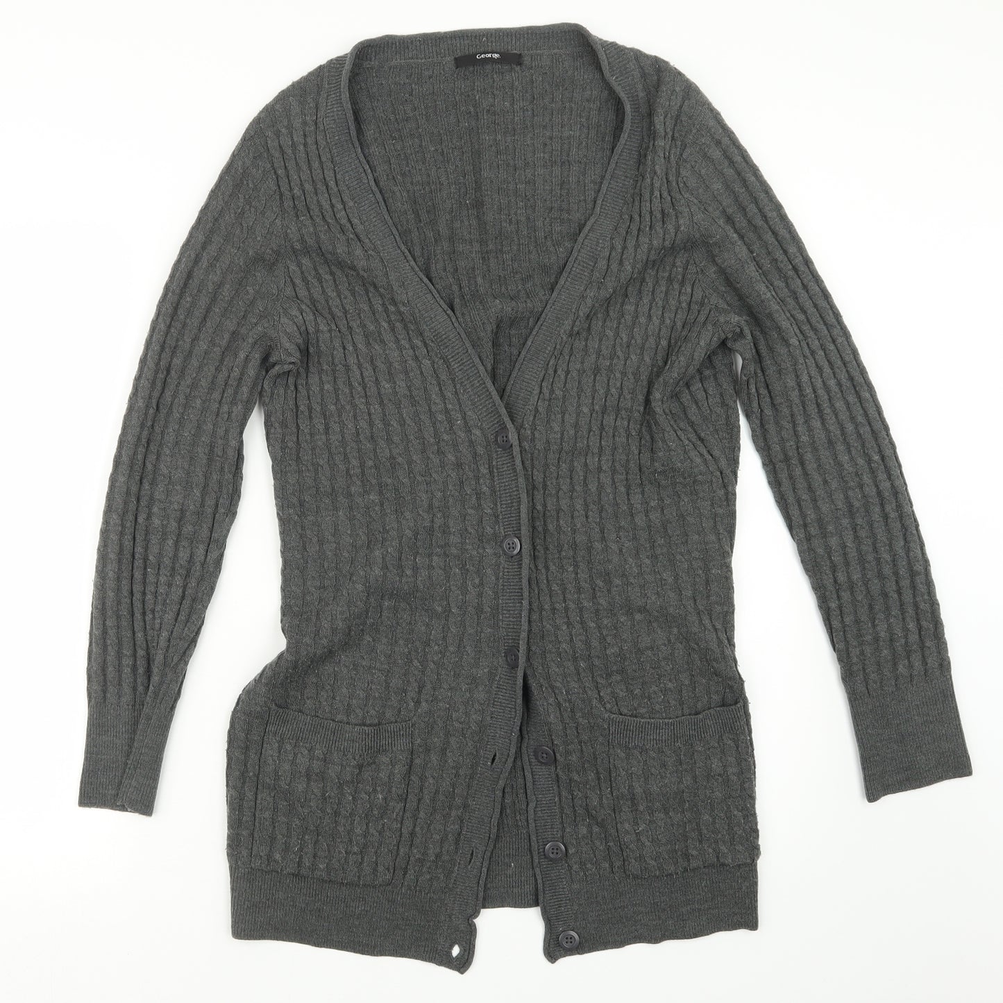 George Womens Grey  Knit Cardigan Jumper Size 16
