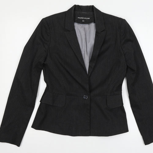 Warehouse Womens Grey Striped  Jacket Suit Jacket Size 10