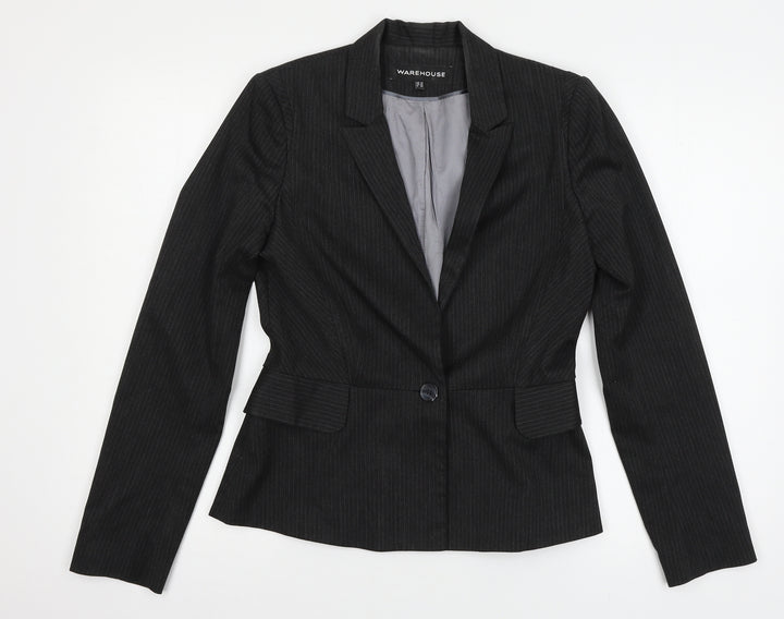Warehouse Womens Grey Striped Jacket Suit Jacket Size 10