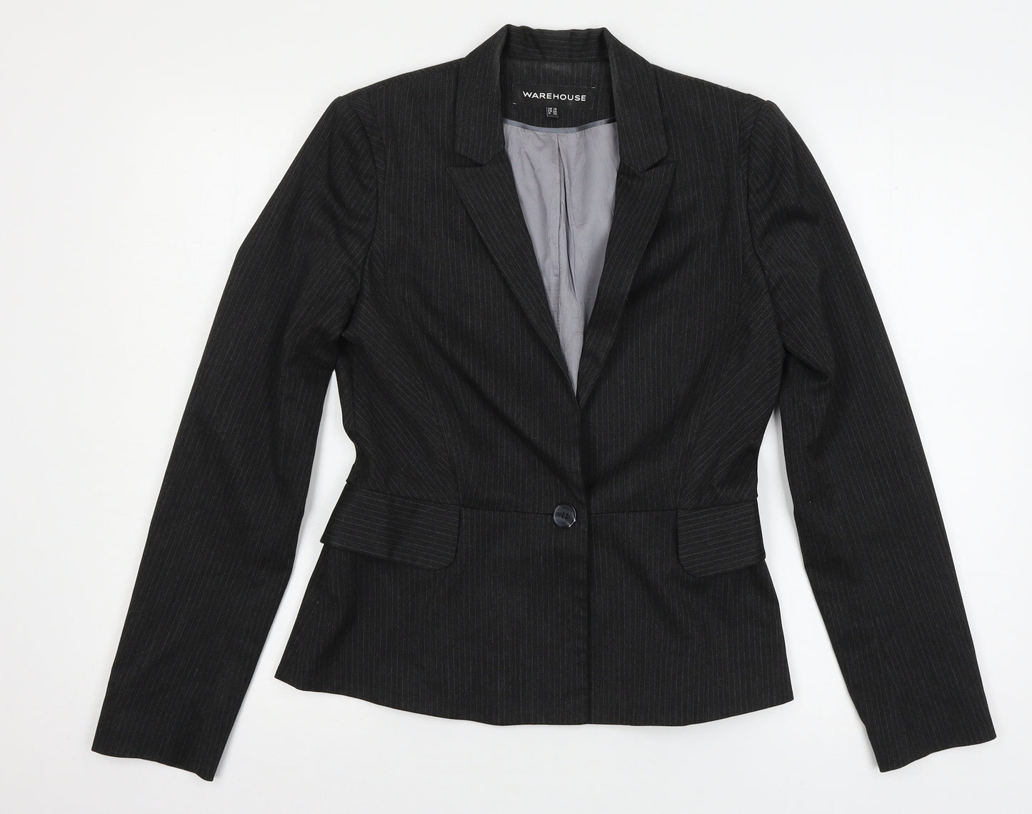Warehouse Womens Grey Striped  Jacket Suit Jacket Size 10