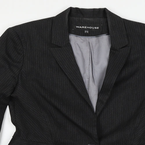 Warehouse Womens Grey Striped  Jacket Suit Jacket Size 10