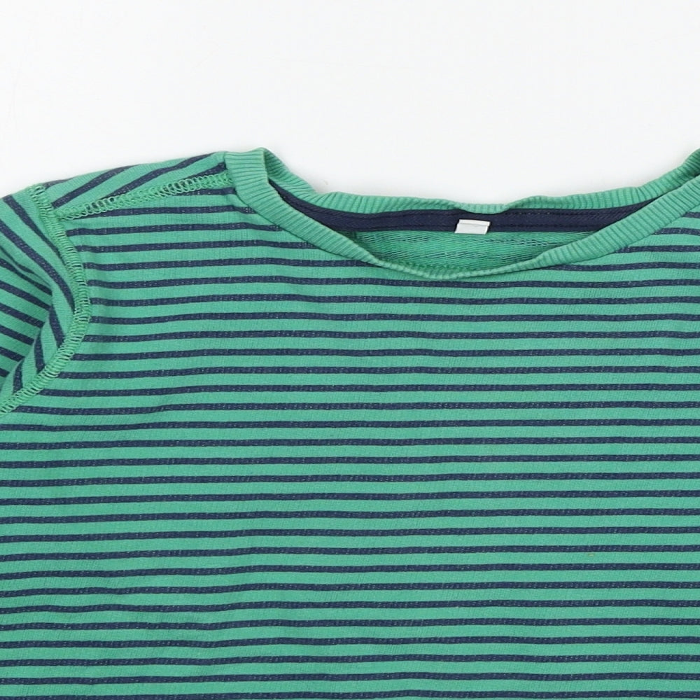Marks and Spencer Boys Green Striped Jersey Pullover Sweatshirt Size 5-6 Years