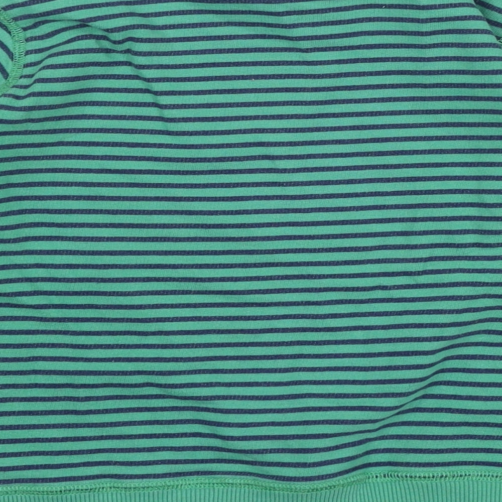Marks and Spencer Boys Green Striped Jersey Pullover Sweatshirt Size 5-6 Years