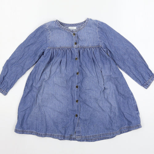 NEXT Girls Blue  Denim Shirt Dress  Size 2-3 Years