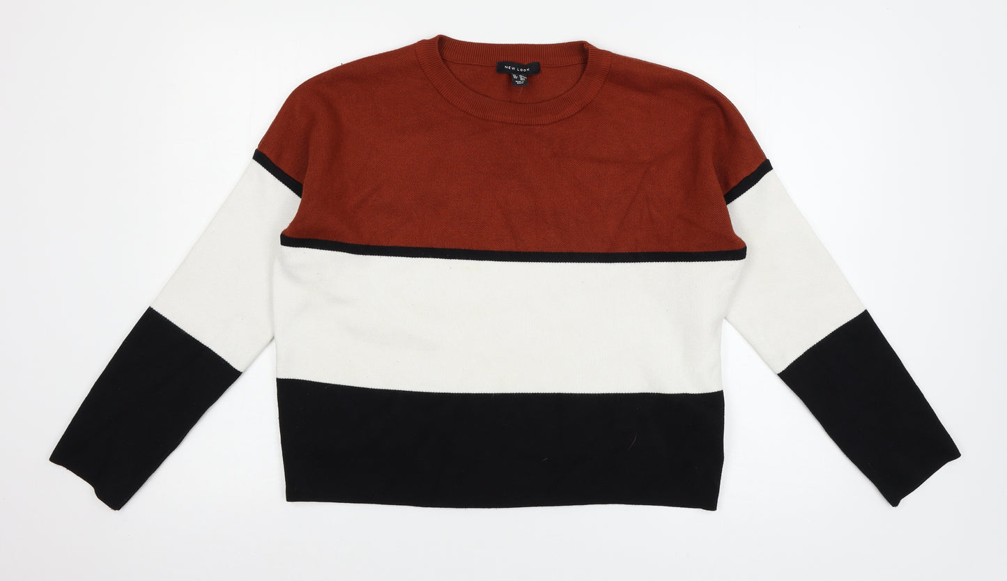 New Look Womens Brown Striped Knit Pullover Jumper Size M