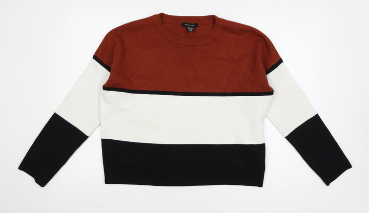 New Look Womens Brown Striped Knit Pullover Jumper Size M