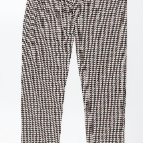 Cenzo Girls Brown Houndstooth Jersey Carrot Trousers Size L