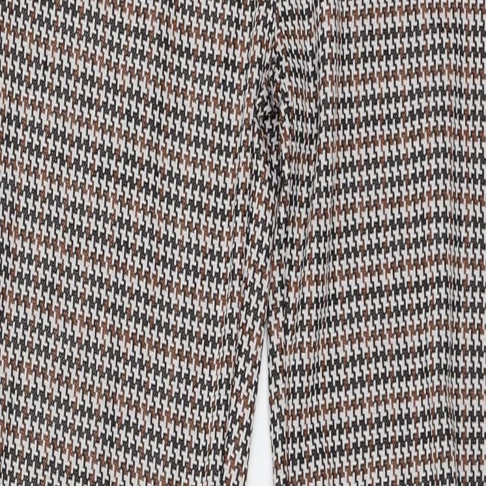 Cenzo Girls Brown Houndstooth Jersey Carrot Trousers Size L