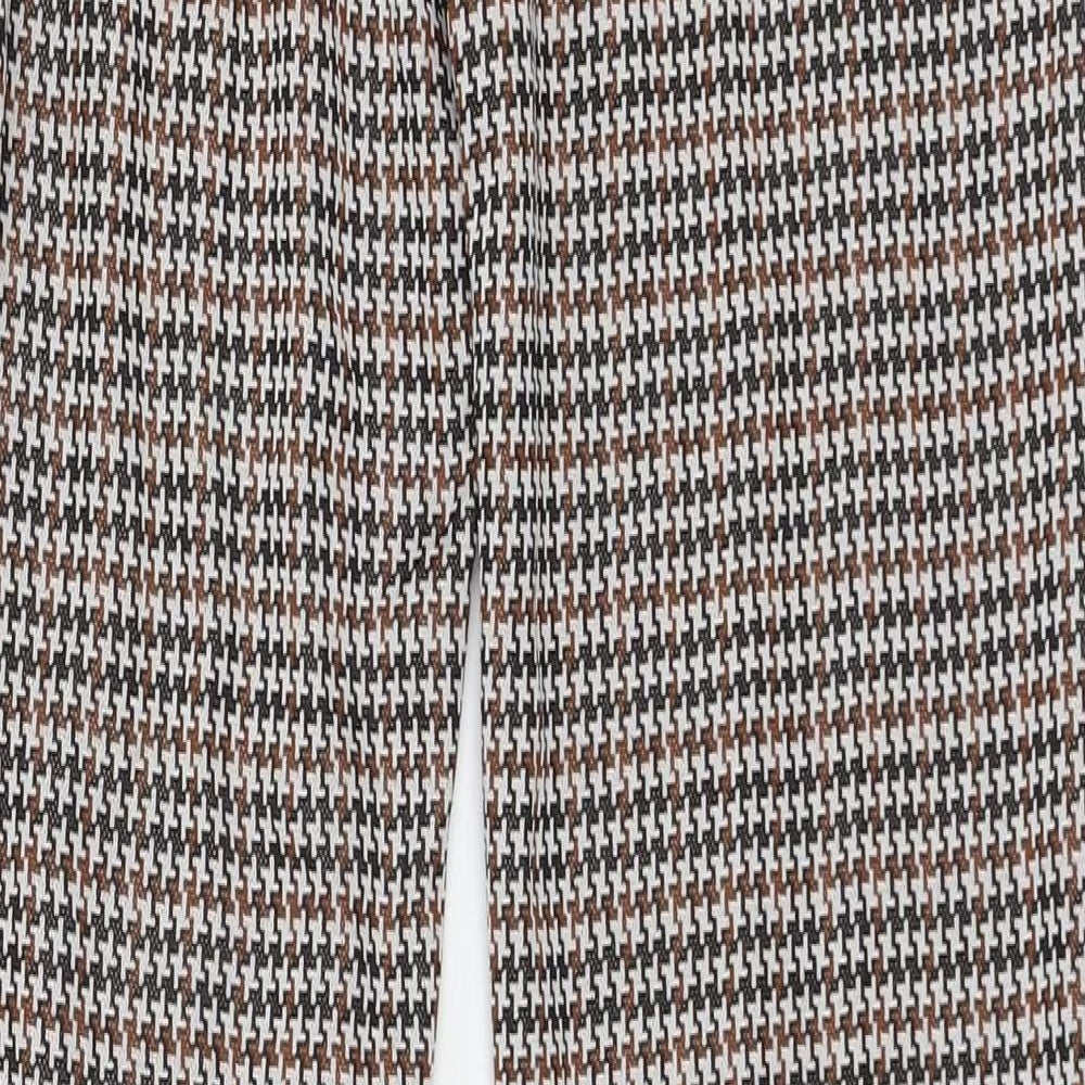Cenzo Girls Brown Houndstooth Jersey Carrot Trousers Size L