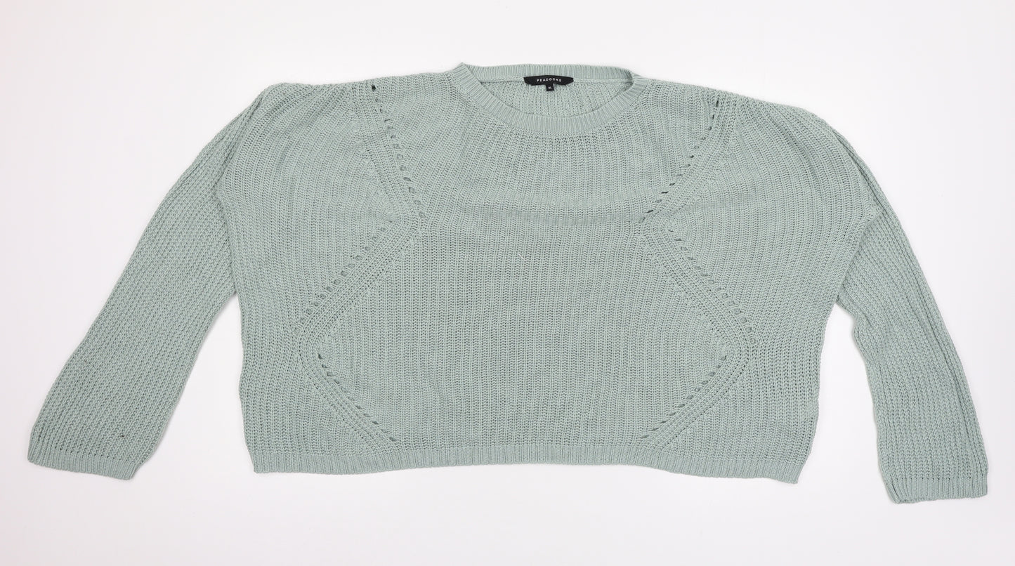 Peacocks Womens Green  Knit Pullover Jumper Size XL
