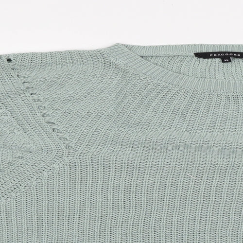 Peacocks Womens Green  Knit Pullover Jumper Size XL