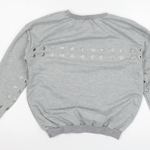 Preworn Womens Grey  Jersey Pullover Sweatshirt Size M  - O-ring detail