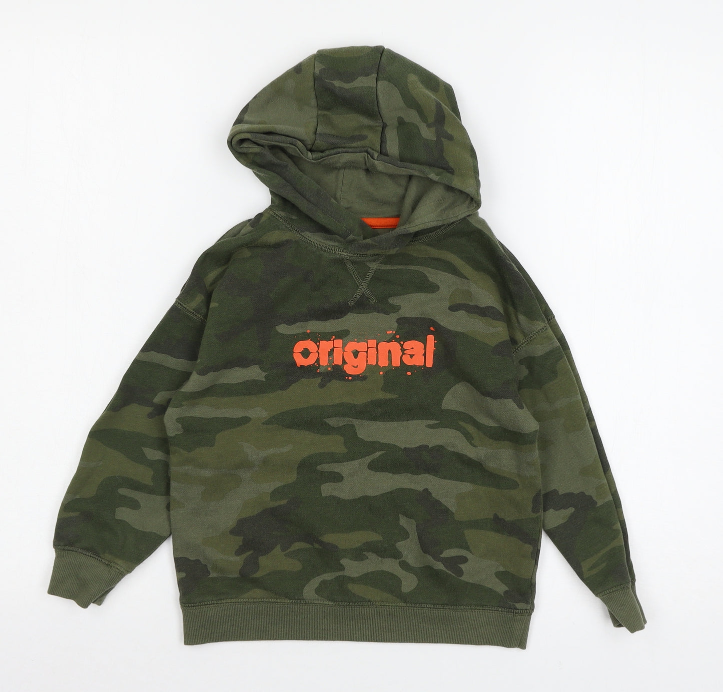 Primark Boys Green Camouflage Jersey Pullover Hoodie Size 5-6 Years