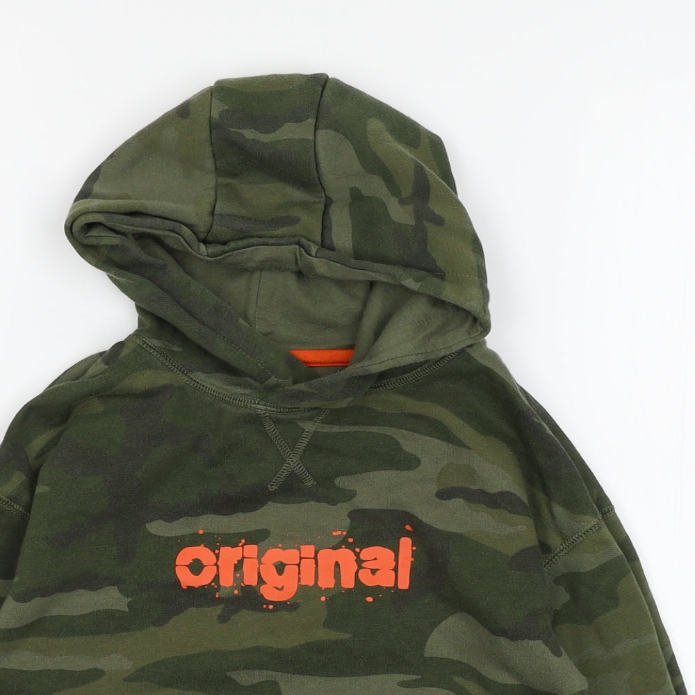 Primark Boys Green Camouflage Jersey Pullover Hoodie Size 5-6 Years