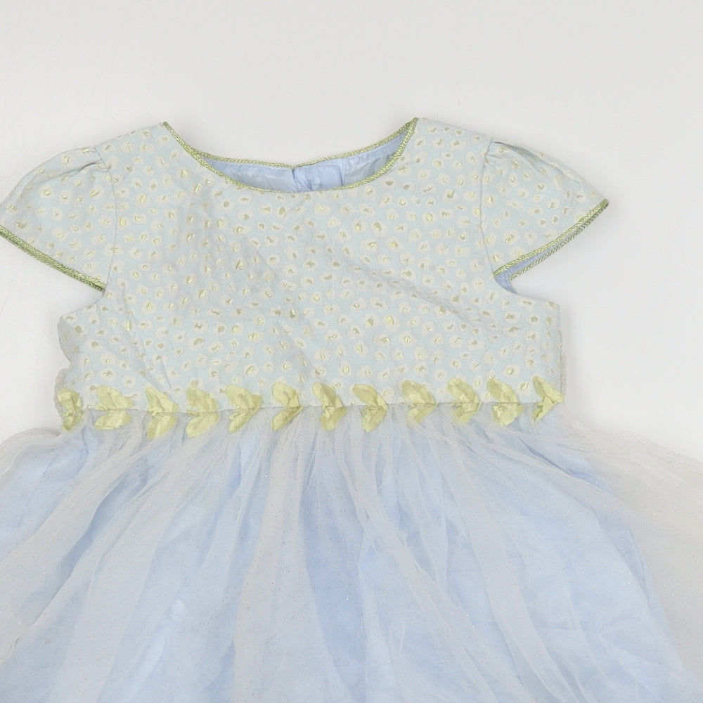 Monsoon Girls Blue  Chiffon Fit & Flare  Size 2-3 Years