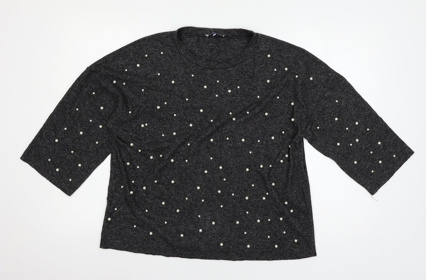 Zara Womens Grey  Jersey Pullover Sweatshirt Size M
