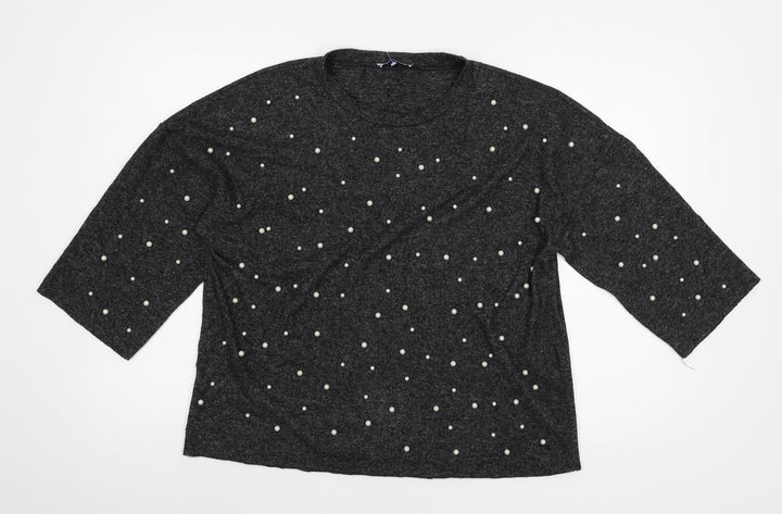 Zara Womens Grey  Jersey Pullover Sweatshirt Size M
