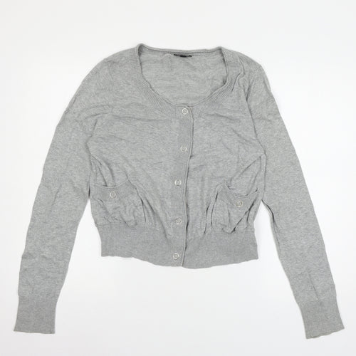 Topshop Womens Grey  Knit Cardigan Jumper Size 14