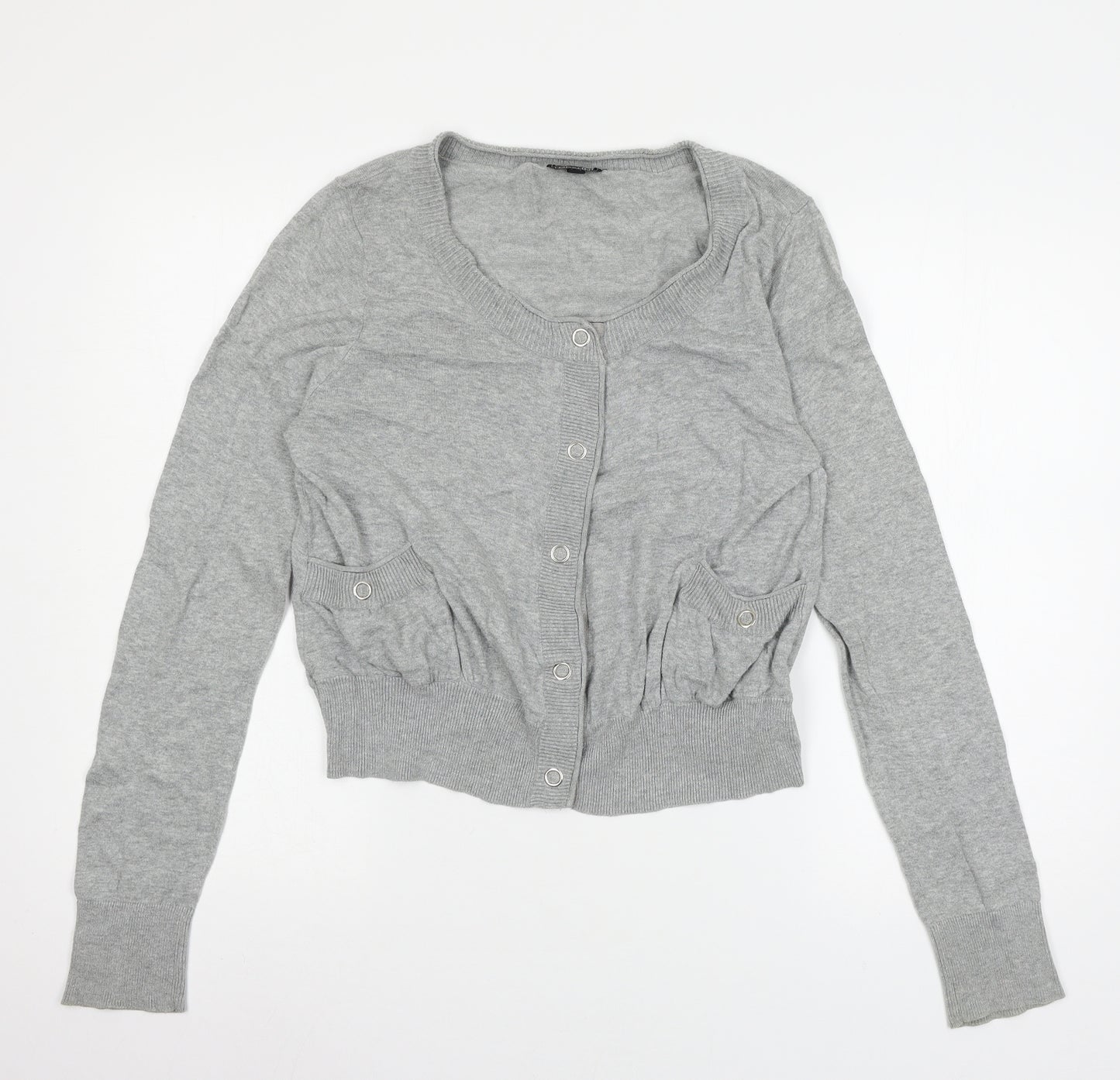 Topshop Womens Grey  Knit Cardigan Jumper Size 14