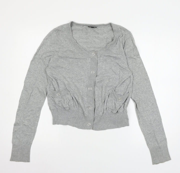 Topshop Womens Grey  Knit Cardigan Jumper Size 14
