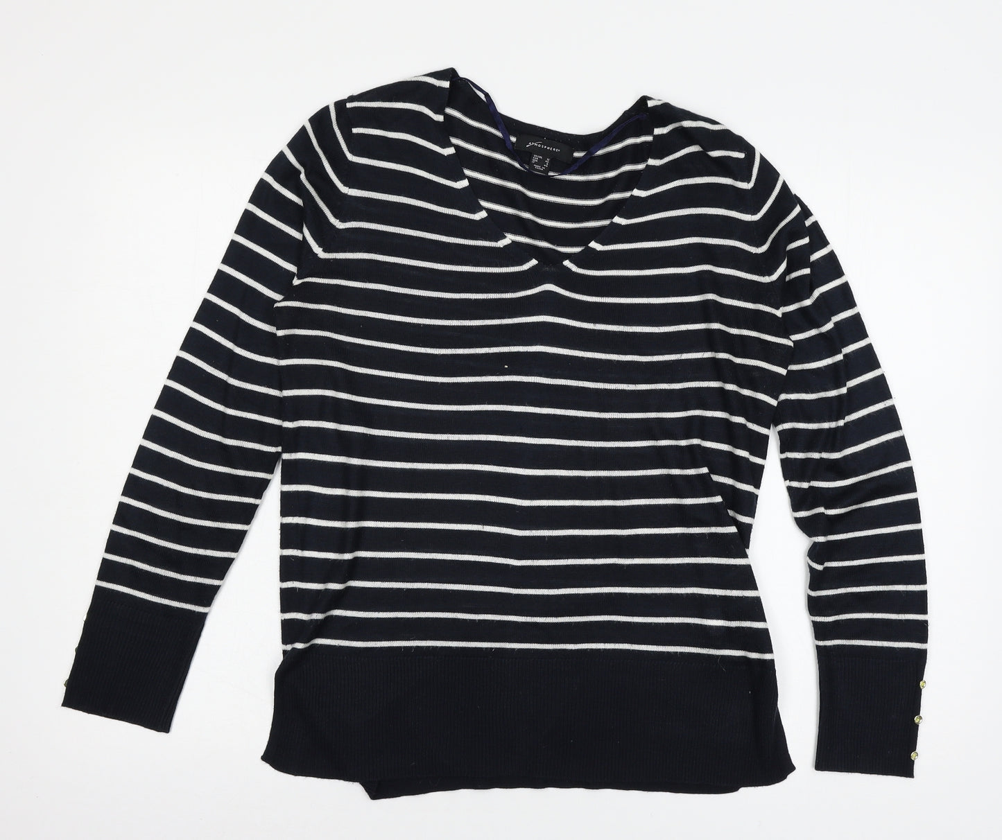 Atmosphere Womens Blue Striped Knit Pullover Jumper Size 12