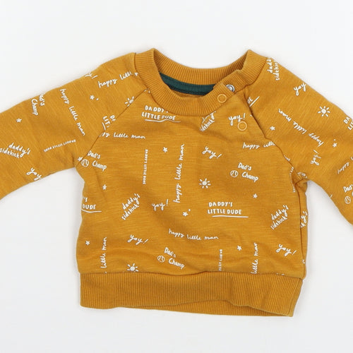Primark Boys Orange Geometric Jersey Pullover Jumper Size 0-3 Months  - Daddy's Champ