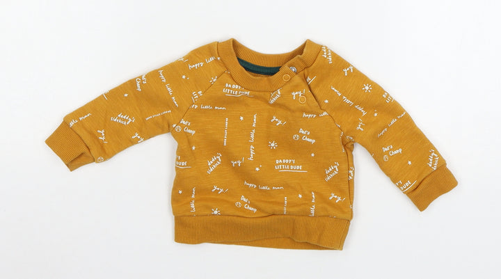 Primark Boys Orange Geometric Jersey Pullover Jumper Size 0-3 Months  - Daddy's Champ