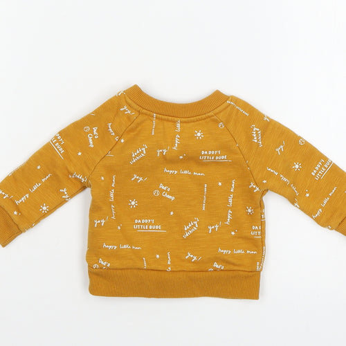 Primark Boys Orange Geometric Jersey Pullover Jumper Size 0-3 Months  - Daddy's Champ