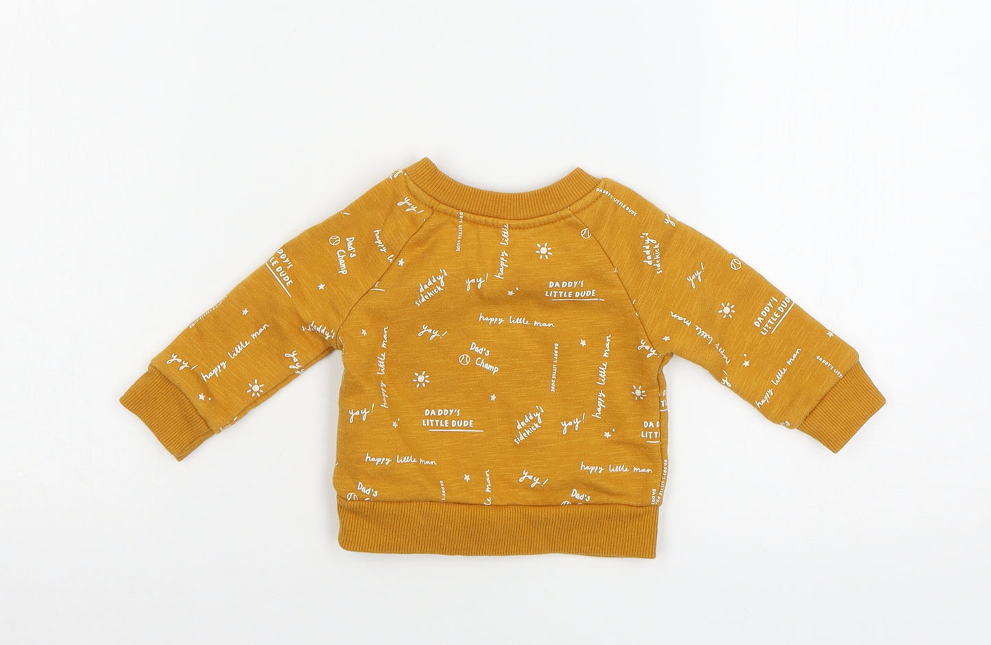 Primark Boys Orange Geometric Jersey Pullover Jumper Size 0-3 Months  - Daddy's Champ