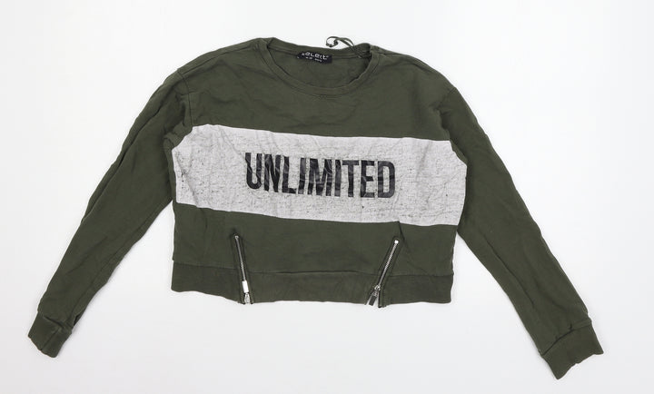 Select Womens Green Jersey Pullover Sweatshirt Size 10 - Unlimited