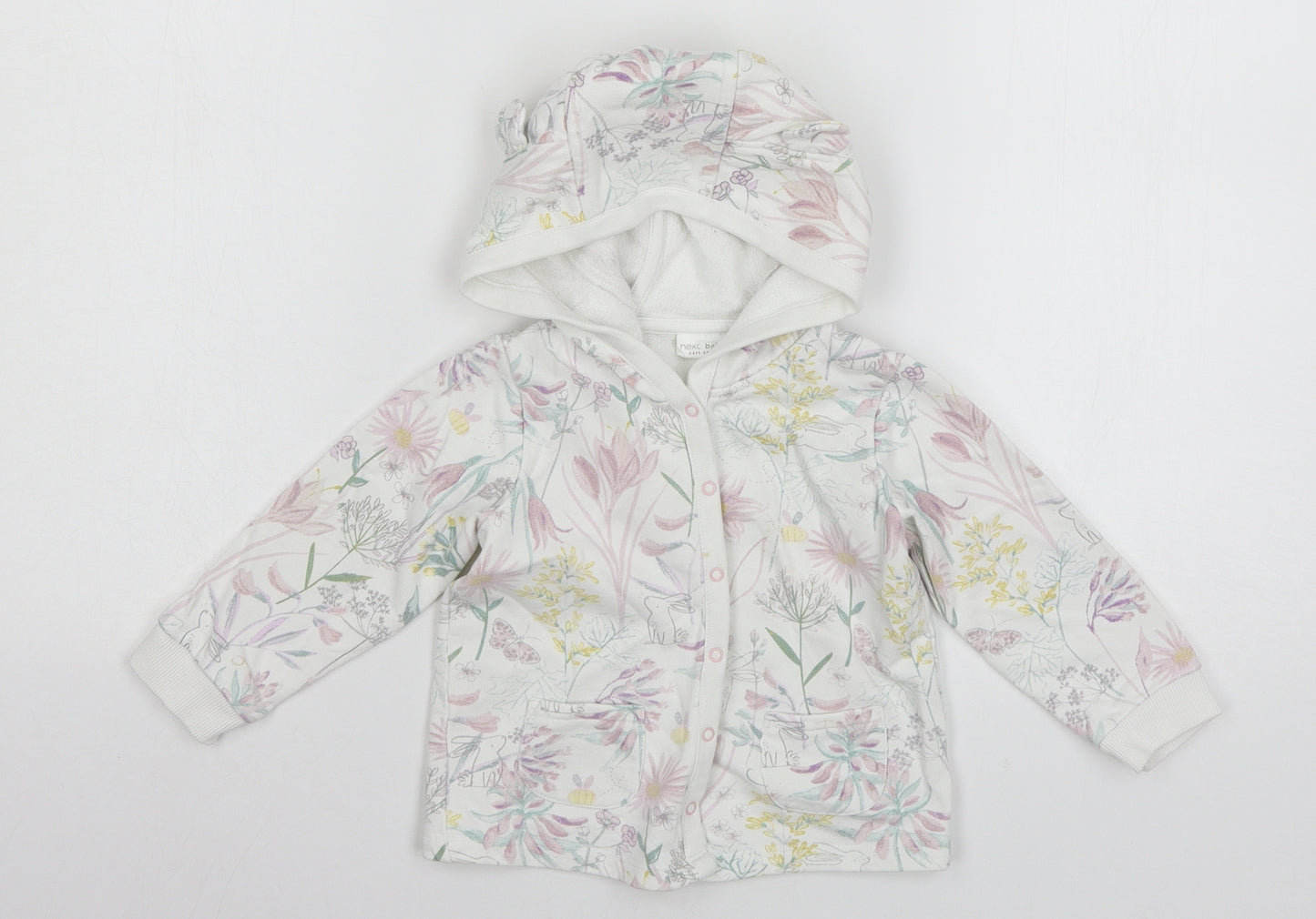 NEXT Girls White Floral Jersey Jacket  Size 12-18 Months