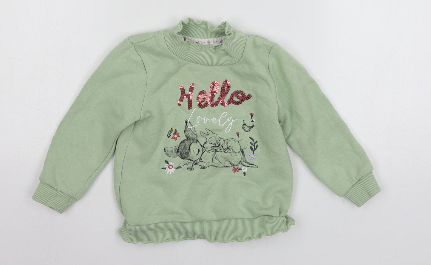 Primark Girls Green  Jersey Pullover Jumper Size 18-24 Months  - Bambi
